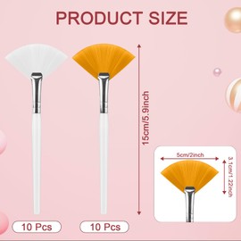 20 Pcs Fan Facial Brushes, 5.9 Inch Dual-Color (White and Yellow) Facial Brushes Esthetician, Soft Fiber Face Mask Brush Set for Mask, Cream, Painting – Reusable Professional Spa & Home Use