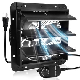 Criditpid 12 Inch Shutter Exhaust Fan with Speed Controller Switch, 970 CFM High Speed Vent Fans, 1700 RPM Wall Mounted Kitchen Exhaust Fans, Vent Fan for Attic, Gable, Shed, Garage Ventilation, Black