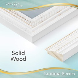 Langdon House 11x14 Real Wood Picture Frames (2 Pack, Weathered White - Gold Accents), White Wooden Photo Frame 11 x 14, Wall Mount or Table Top, Lumina Collection