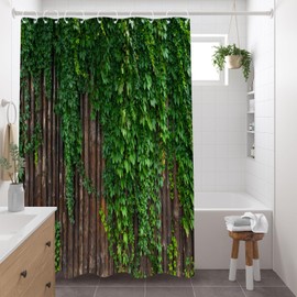 ZZYSKS Green Leaves Shower Curtain Garden Landscape Nature Forest Tropical Plant Scenery Rustic Farmhouse Bathtub Curtains Set Fabric Bathroom Accessories with Hooks 70Wx70H Inch
