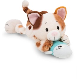 NICI Kuscheltier Glückskatze mit Fisch 30cm - braun - Weiches Plüschtier – niedliches Stofftier zum Kuscheln & Spielen – tolle Geschenkidee für Kinder & Erwachsene - 62151