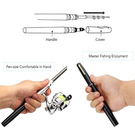 Doorslay Pocket Collapsible Fishing Rod Reel Combo 8.0 inches Can be Stored Pen Fishing Pole Kit Telescopic Fishing Rod Reel Combo Kit,and Aluminum alloy Shell,Corrosion Resistant And,Lightweight