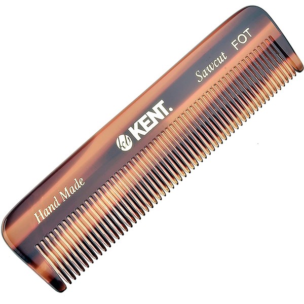 Kent A FOT Handmade Pocket Comb for Men, All Fine Tooth Hair Comb Straightener for Everyday Grooming Styling Hair, Beard and Mustache, Use Dry or with Balms, Saw Cut and Hand Polished, Made in England