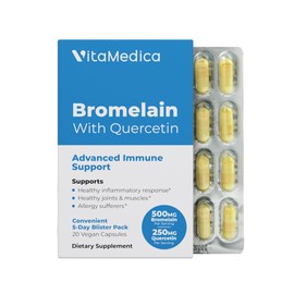 VitaMedica Bromelain & Quercetin Supplement - 500mg Bromelain 250mg Quercetin - 2400 GDU for Immunity, Joint Support, Inflammation and Muscle Recovery - 20 Vegan Capsules - 5 Day Supply