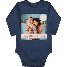 Geschenk mit Namen personalisiert by Shirtracer - Baby Bodysuit Long Sleeve Girl Boy - Own - Own Photo I Own Picture, 2 Navy Blue, 12 - 18 months