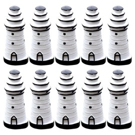 RORPOIR 10pcs Miniature Resin Lighthouse Figurines Nautical Decor for Lawn Garden Home Unique Mediterranean Style Ornaments Sea Theme Decorations