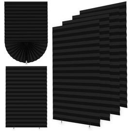 4 Pack Paper Blinds for Windows Stick On, Temporary Blackout Blinds Window No Drill, Stick on Blinds Curtains High Shading Blinds for Home Bedroom Bathroom Windows (Black, 60W x 150H cm)