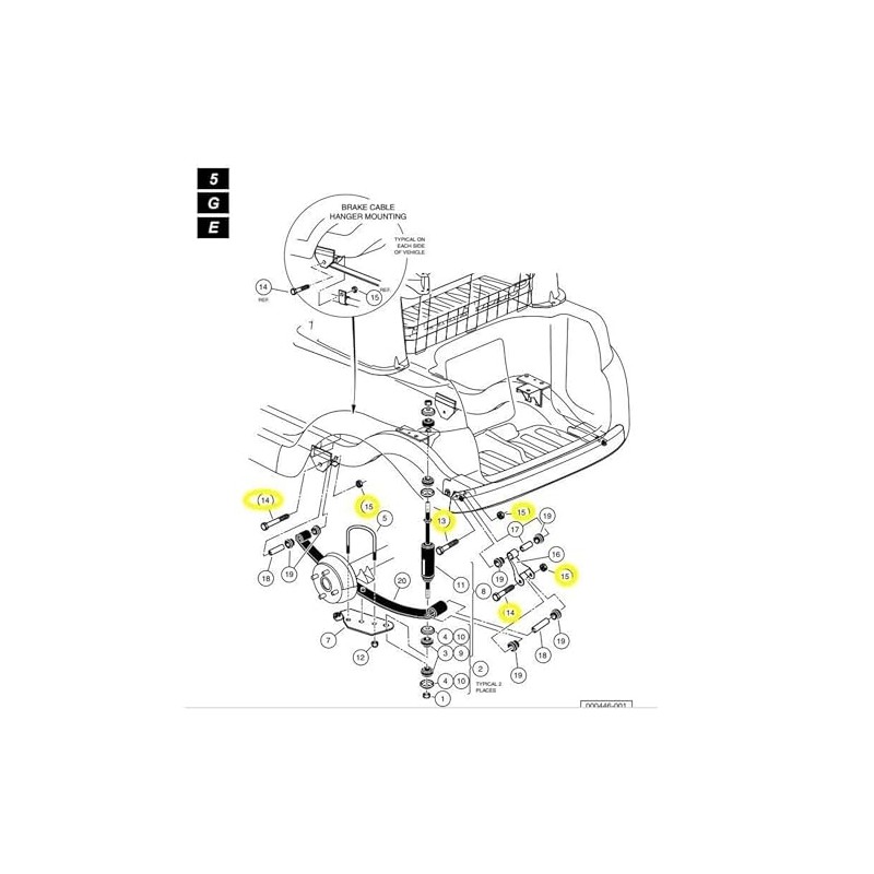 Huskey Parts Company Golf Cart Rear Leaf Spring Hardware Bolt