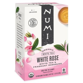 Numi Organic White Tea with Rose 16 Count Fresh Floral Bagged Tea