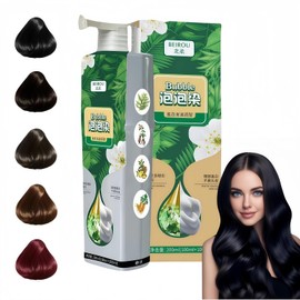 Bubble Hair Dye Shampoo, Full Coverage Gray Hair Natural Plant Hair Dye for Women and Men. (Natural Black)