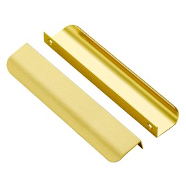Ravinte 10 Pack Finger Pulls for Cabinets - 160mm/6.25" Hole Center Tab Handle - Gold Edge Pulls - Concealed Handles for Kitchen Drawer - 200mm/7.87" Length