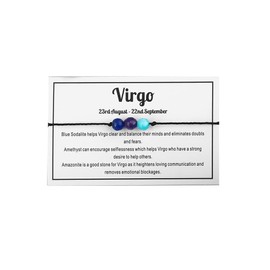 Fuqimanman2020 12 Constellation Zodiac Crystal Natural Stone Horoscope Stretch Bracelets Healing Gemstone Adjustable Braid Cord String Rope for Couples Friendship Reiki Yoga Meditation Jewelry-Virgo