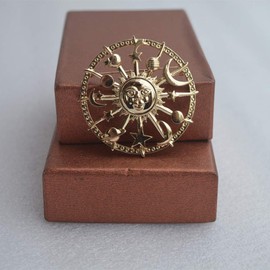 LANCHEN Golden Star Moon Sun Galaxies Rudder Brooch Pewter Lapel Pins Fashion Jewelry