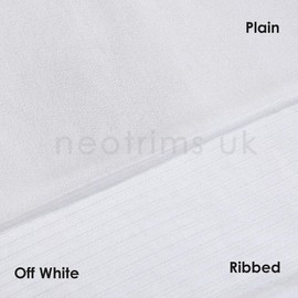 Ribbed Knitted Jersey Stretch Fabric Plain and Ribbed Pattern 25 Colours Tailoring Baby Photography for All Seasons Off White, Sample: Plain + Ribbed