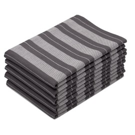 ZOLLNER Tea Towel Set 5 Pieces 100% Cotton 50 x 70 cm Graphite Striped
