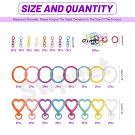 Swpeet Key Ring Carabiner 68Pcs 8Colors Heart-Shaped Swivel Lobster Claw Clasps with Key Rings, Open Jump Rings and Key Chains Assortment Kit, Metal Swivel Spring Clasps for DIY Craft Making