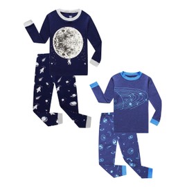 KikizYe Big Boys Space Pajamas Sets Long Sleeve 4 Pieces Kids Pjs Size 12
