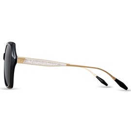 MOLSTA Crystal Sunglasses for Women Retro Driving Glasses Polarized Cycling Driving Fishing UV400 Protection (Black, 60mm)