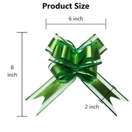 jefyghe Pull Bows for Gift Wrapping 10 PCS Glossy Green Bows for Presents 6 Inch Large Bows for Wedding Basket Birthday Party Gift Boxes and Flower Decorations