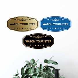 Signs ByLITA Victorian Watch Your Step Sign (Walnut) - Medium