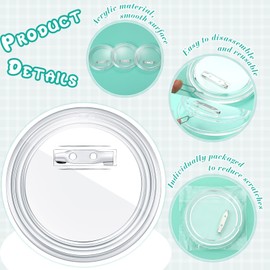 Yilloog 200 Pcs 3 Inch Clear Button Pins for Crafts DIY Photo Acrylic Blank Pins Bulk for Picture Make Your Own Buttons Badge Maker DIY Crafts Supplies