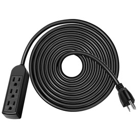 VIVOSUN 3-Outlet Extension Cord, 25ft., 120V Heavy Duty Power Strip, 1800W Surge Protector; Power Cord for Home Garages, Gardens, and Workshops, Black