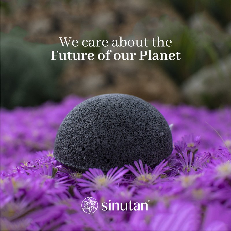 Sinutan® Konjac face sponge, 100% natural, bamboo activated carbon, round