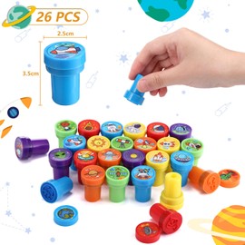 Kesote Children's 26 Stamp Set Space Party Bags Children's Birthday Gift School Stamp School Cone to Filling
