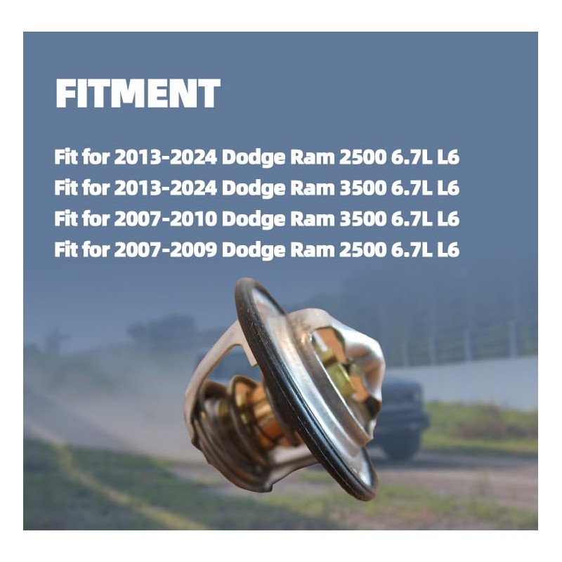 MITZONE Engine Cooler Thermostat Compatible with 2007-2010 Ram 3500 2007-2009