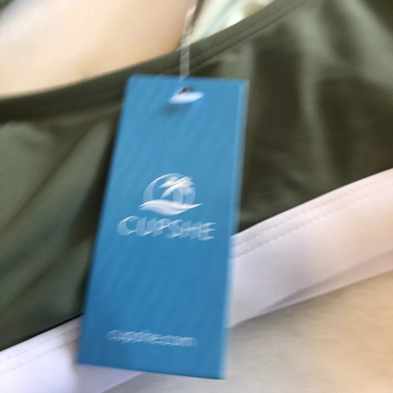 Cupshe NWT Cupshe Bikini Top Size Large Green White