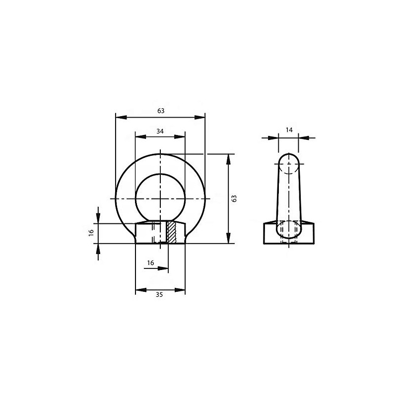 2 Ring Nuts Ring Nuts M16 Eye Nut Transport Eye