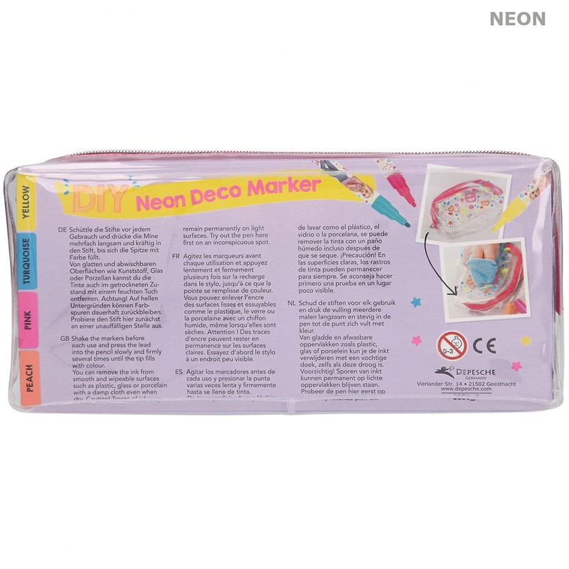 Depesche TOPModel 3555 Neon Decomarker, 4 Pens in Pink, Orange,