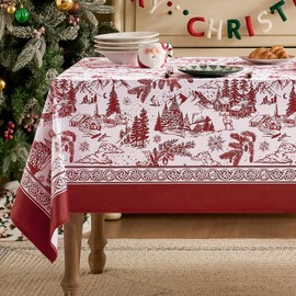 Softalker Christmas Tablecloth Rectangle, Designer Pattern Velvet Tablecloth with Christmas Tree, Floral Farmhouse Table Cover Cloth Decorative for Kitchen Dining Room/Party(55x79 Inch)