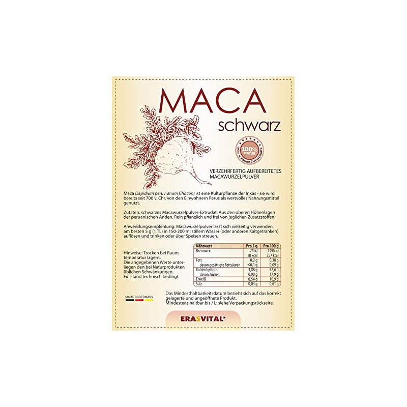 Black Maca Root Powder Extrudate (Extract) Gelled 1000 g Powder