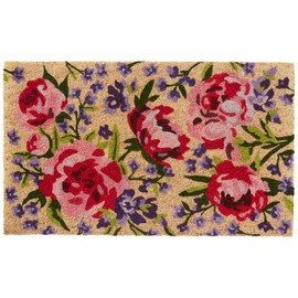 HF by LT Peony Garden 100% Coir Doormat, 18 x 30 inches, Naturally Durable, PVC-Backing, Sustainable