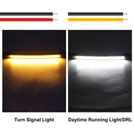 2PCS Motorcycle Fork Turn Signal Light Strip,Universal 12V Flexible Switchback White & Amber Front Rear Turning Indicator Lights Waterproof Motorcycle DRL Daytime Running Light(39mm-70mm)