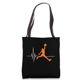 Basketball Heartbeat Slam Dunk Jumper Sports Graphic Tote Bag