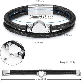 Urn Bracelet for Ashes for Women Men Cremation Jewelry Men's Braided Leather Urn Bracelet Cremation Bracelet Bangle Keepsake Jewelry