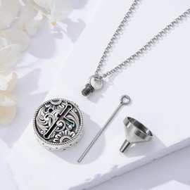 PELOVNY Cross Urn Necklace for Ashes of Loved One 925 Sterling Silver Abalone Shell Religious Cremation Jewelry Keepsake Memorial Gifts for Women