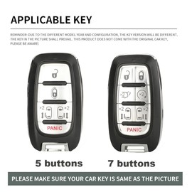 ontto Car key cover fit for Chrysler Pacifica 2017-2024 Voyager 2020-2024 handmade leather key case holder keyring key chain Smart Key Shell protector Accessories 7 buttons Black