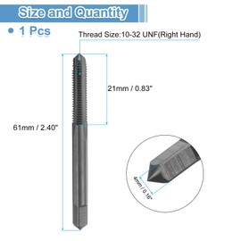 sourcing map Straight Flute Screw Taps 10-32 UNF 2B Thread HSS6542 Black Nitride Coated Machine Threading Milling Tap Tapping Tools