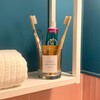 Onsogi Glass Toothbrush and Toothpaste Holder with Bamboo Divider for