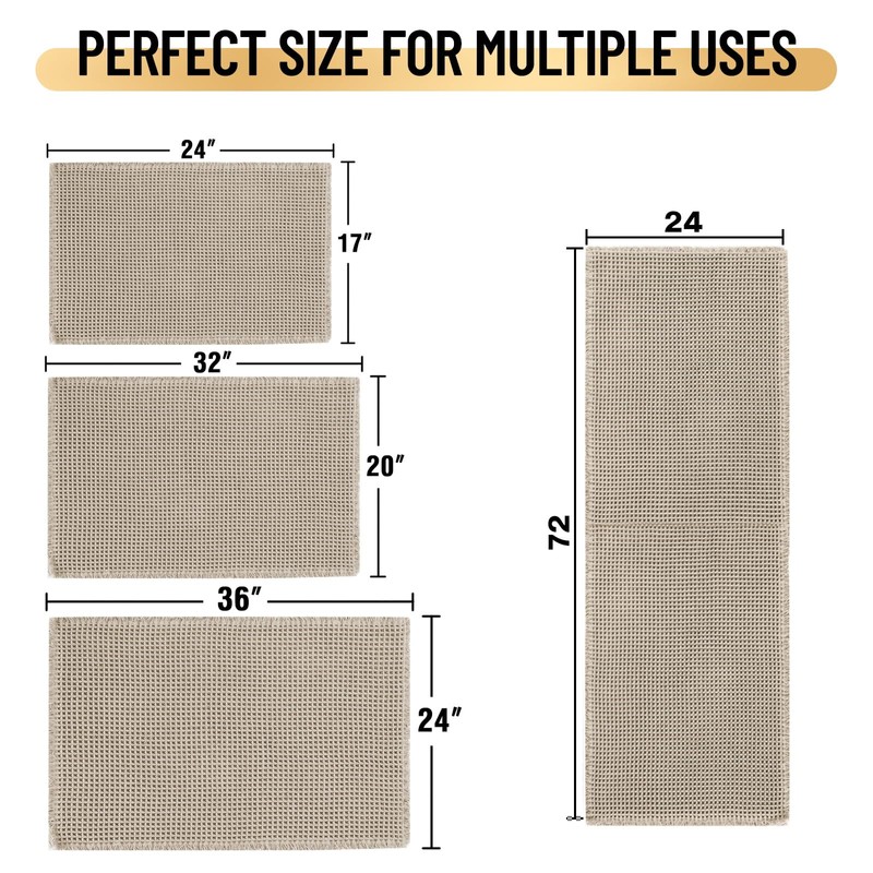 LINGKY Waffle Bath Mat, Non-Slip Bathroom Rug with Non-Slip Backing,