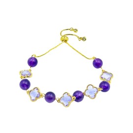 Harmi&Aur Women's Lucky Clover Bracelet Crystal Bracelet Chain Gold Bracelet Energy Charm Gift Adjustable Gold Charm Jewelry