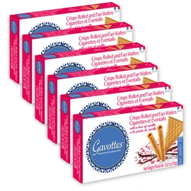 Gavottes Ice Cream Wafer Cookies 100g - Wafer Rolls & Fan Wafers 6 Box MultiPack | Crisp & Crunchy Wafer Thins, Made in France by Gavottes | 6 boxes of 20 French Gaufrettes (6 x 100g/3.52oz)