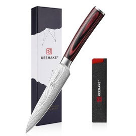 KEEMAKE Kitchen Utility Knife, 5 Inch Chef Knife,Ultra Sharp High Carbon Stainless Steel,Tomato Knife for Fruit and Vegetable Cutting with Ergonomic Handle, Paring Knife for Kitchen