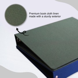 Linen Fabric 3-Ring Binder with Inner Pockets - 10.25" x 11.5" (2-Pack) - 1.5" 3-Hole Punch - Forest Green & Royal Blue - Premium Quality Binder for Work, Home & School