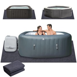 Alyclip 90'' X 90" Thick & Big Inflatable Hot Tub Mat ，Absorbent Spa Pool Ground Base Flooring Protector Mat -Waterproof Slip-Proof Backing for Protect Hot Tub Pool from Wear in Outdoor Indoor