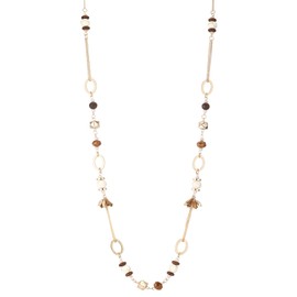 Long Gold Pearl Necklace Women's Boho Necklace Gold with Pearls Fashion Jewellery Chain Long Gifts for Mum, Stone Crystal, No Gemstone