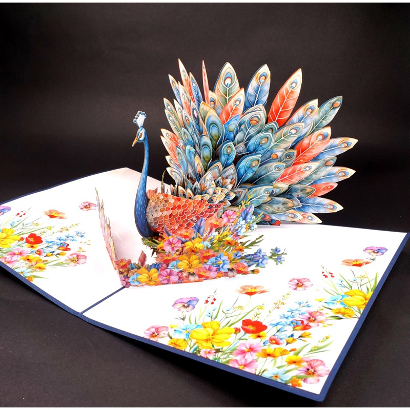 Colorful Peacock Greeting Card, Creative 3D Pop Up Card Peacock